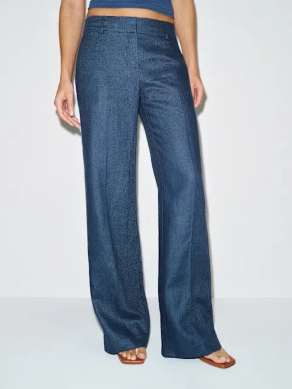 Reformation Gisele Low Rise Linen Pant Blue - Size 6, NWT